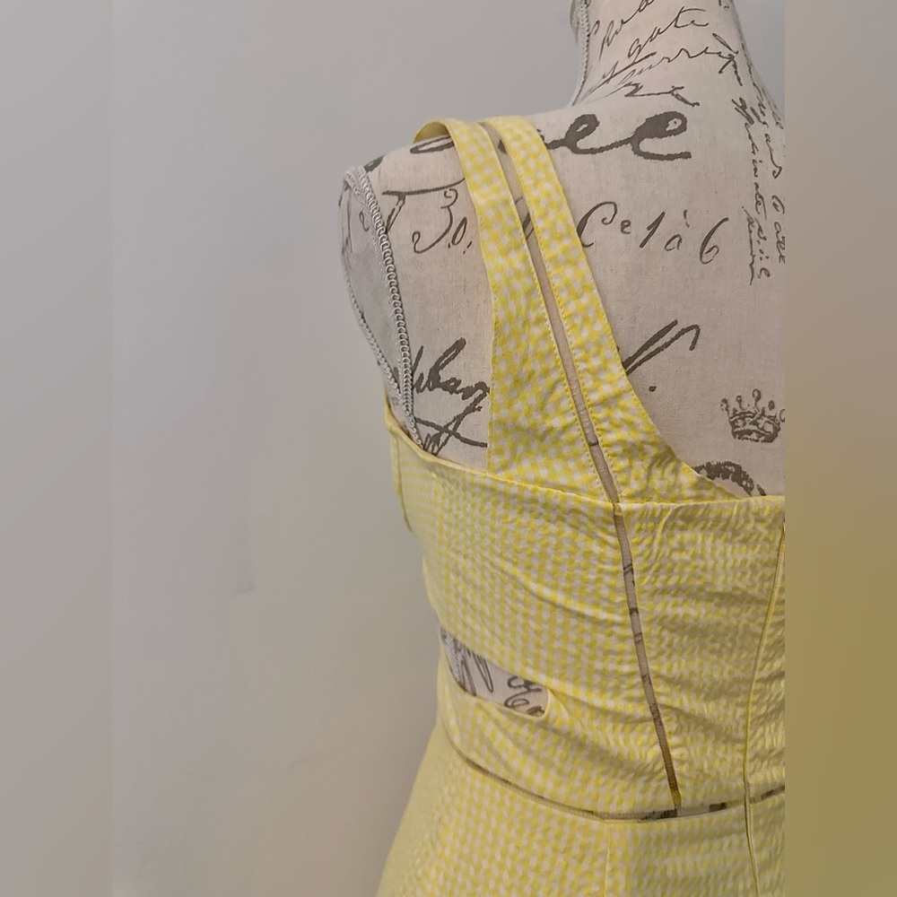 Jonathan Simkhai Seersucker yellow cutout dress - Picture 6 of 9